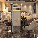 理发店镜子发廊专用美发店镜台带柜双面镜烫染潮款 带灯落地剪发镜