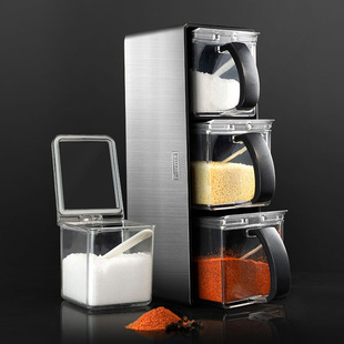 不锈钢厨房调料盐罐调味盒家用组合调味瓶 日本ASVEL调料盒套装