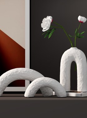 高级感轻奢摆件酒柜样板间电视橱柜高档艺术花瓶现代几何软装饰品