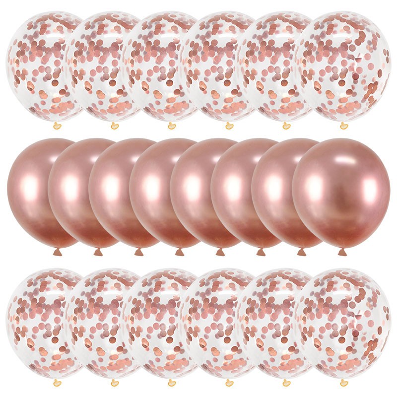 20Pcs Rose Gold Balloon Set Confetti Metallic Balloons Birth