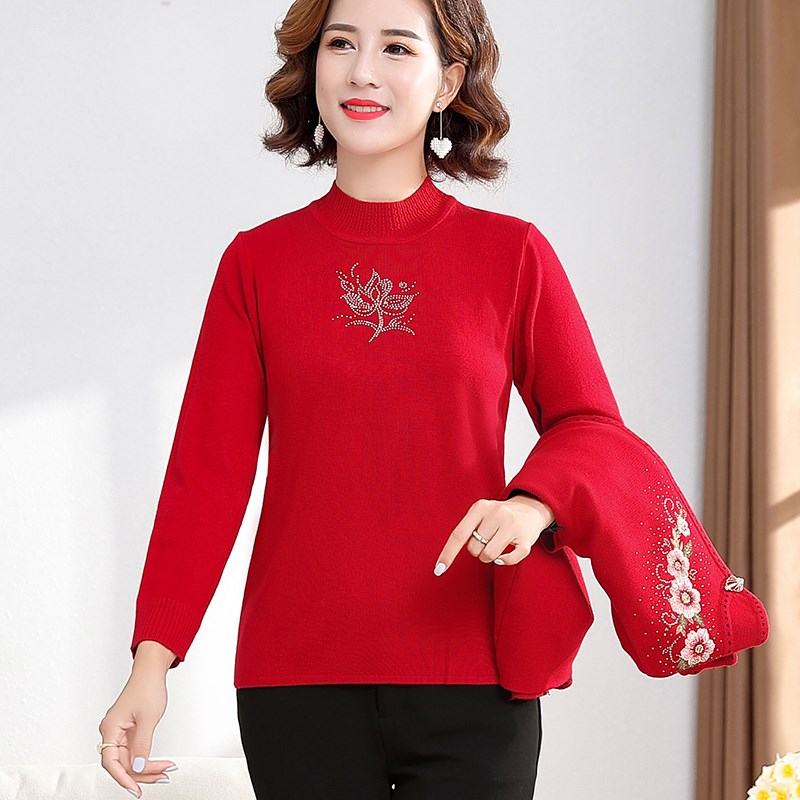 2024新娘礼服中老年妈妈装春装两件套老年人女过年红色结婚宴外套