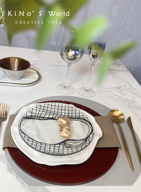 意式餐具摆件组合轻奢样板房间餐厅西餐垫酒店餐桌装饰摆台工艺品