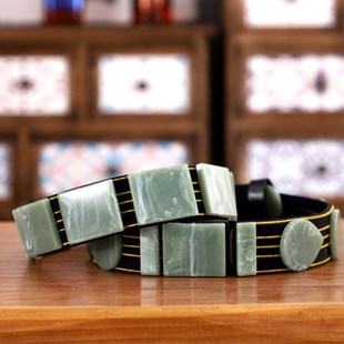 白玉明制汉服曳撒贴里配饰革带皮带烫金强力胶粘合现货