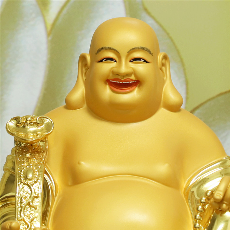 台湾纯铜鎏金弥勒佛像笑佛大肚佛弥勒佛金身家用客厅招财摆件