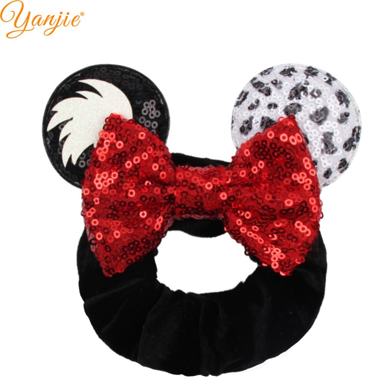 2022 New Arrival Pretty Mouse Ears Sequins Hair Bow Women Ve