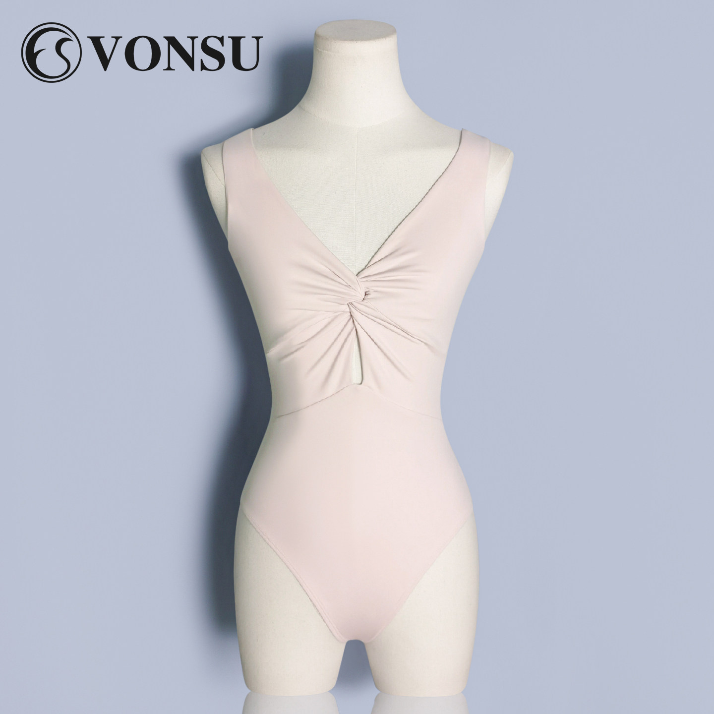 vonsu梵舒专业芭蕾体服成人形体练功服新款高弹深V基训服带胸垫女