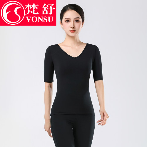 梵舒舞蹈上衣形体训练服优雅V领