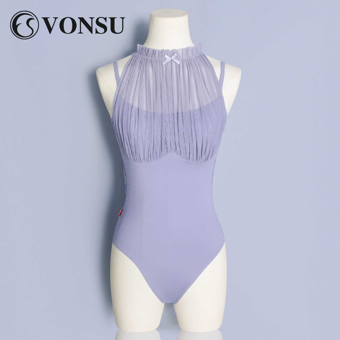 vonsu梵舒芭蕾舞练功服舞蹈体操服挂脖体服成人女无袖带胸垫新款