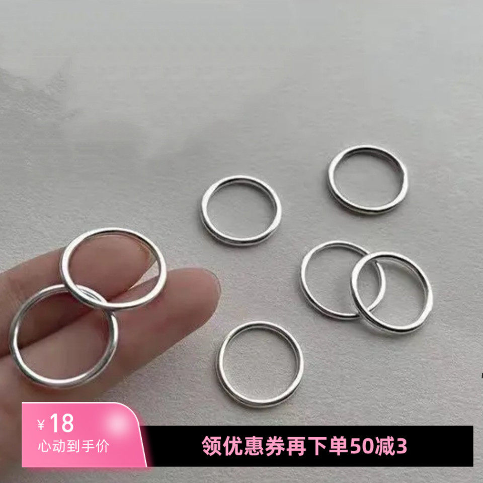 999纯银素圈戒指 亮面古法限量疯抢时尚简约银指环食指戒闭口尾戒