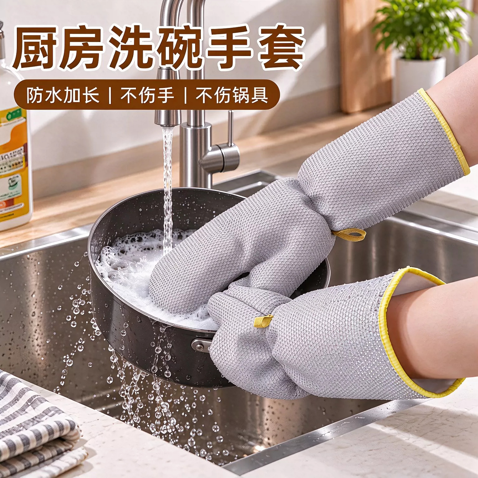 钢丝加厚防水洗碗手套不伤锅