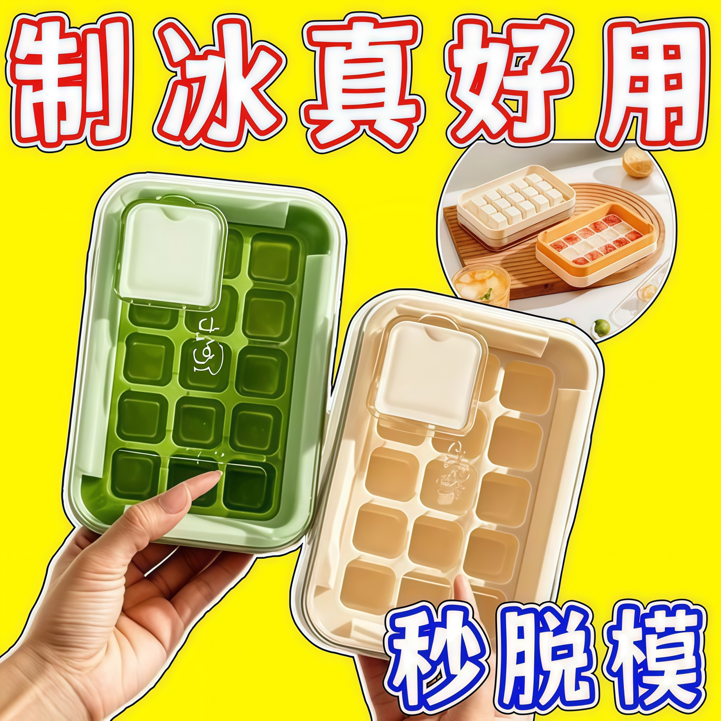 家用硅胶带盖速冻大块冰格