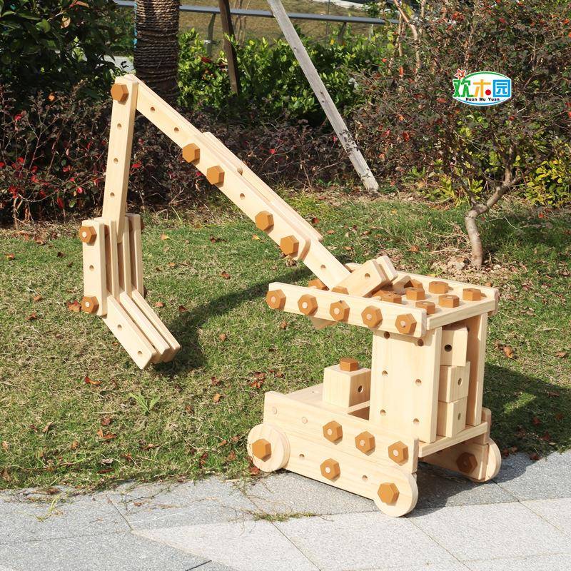 供应138粒木质大型飞机坦克模型拼图拼装手工儿童摆件玩具