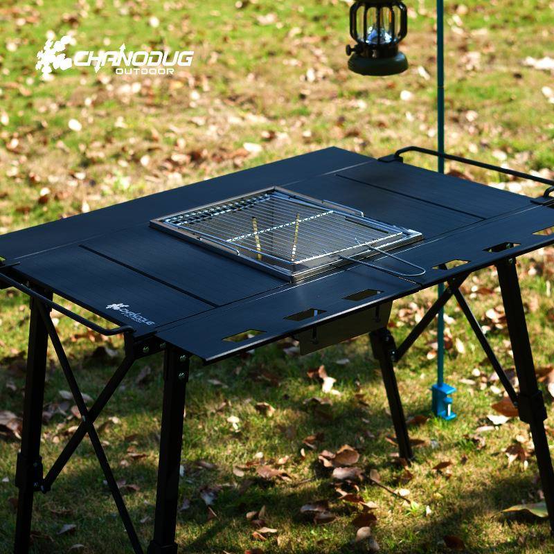 户外铝合金折叠桌便携蛋卷桌露营可升降野餐烧烤桌IGT移动厨房桌