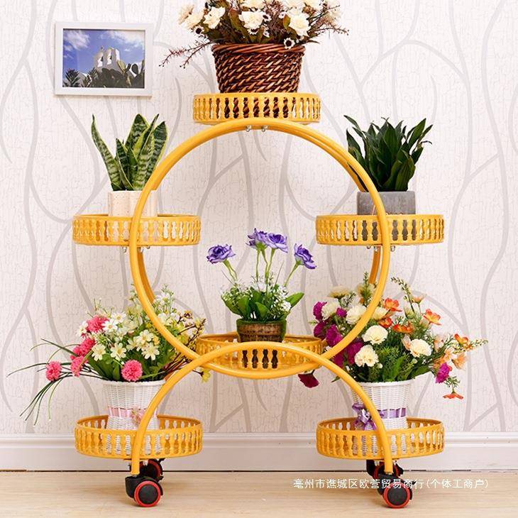 简约铁艺金属花架子移动落地式花盆架客厅阳台多层室内省空间新品