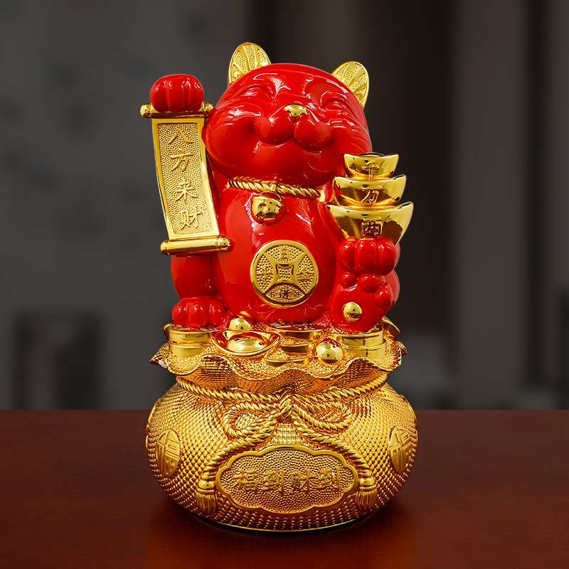 招财猫存钱罐摆件聚宝盆福袋店铺前台开业送礼生意兴隆储蓄罐装饰