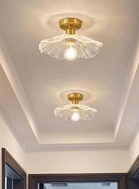 阳台吸顶灯网红日式复古荷叶灯简约民宿进门走廊玄关过道阳台灯