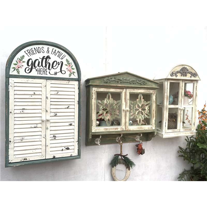 ?厨房吊柜壁柜挂墙饰阳台双门板木雕花储物柜墙壁装饰置物