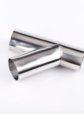 不锈钢卫生级45度斜三通304Y型焊接三通316LY型三通内外抛光