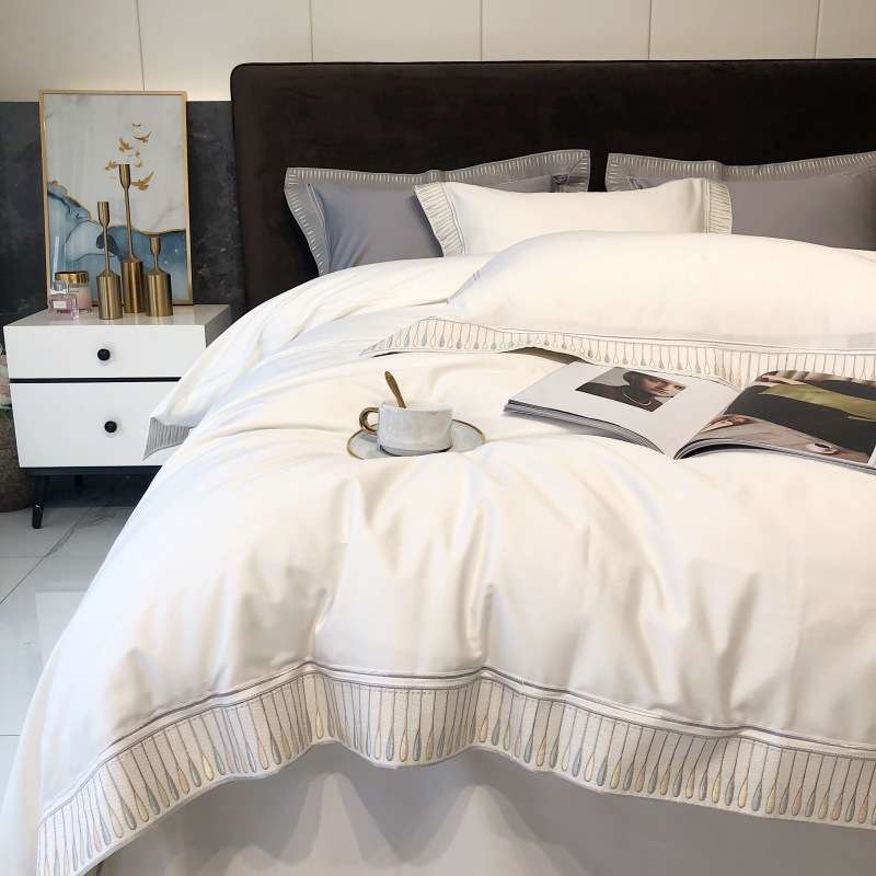 欧式巴黎欧式A类140支长绒棉四件套刺绣花纯棉 拼色全棉100床单款