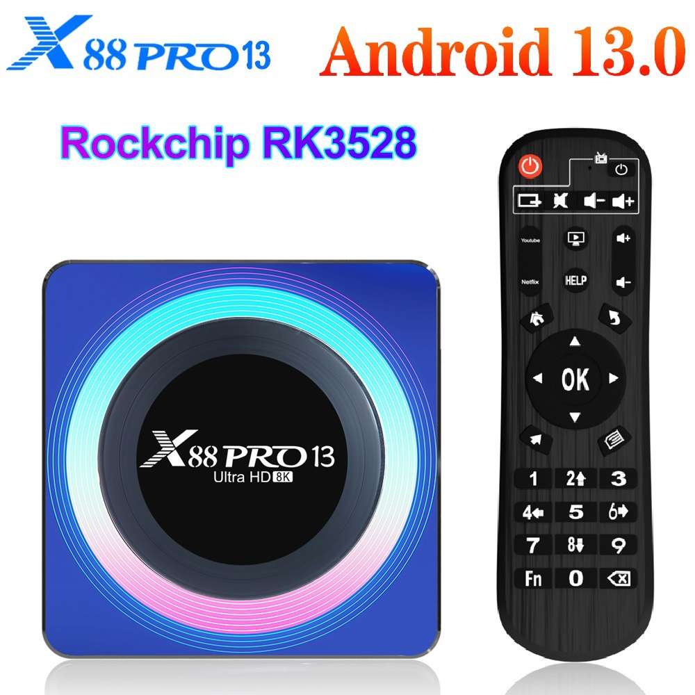 X88 Pro 13 TVbox 网络播放器Android13.0 RK3528 8K Wifi6 BT5.0