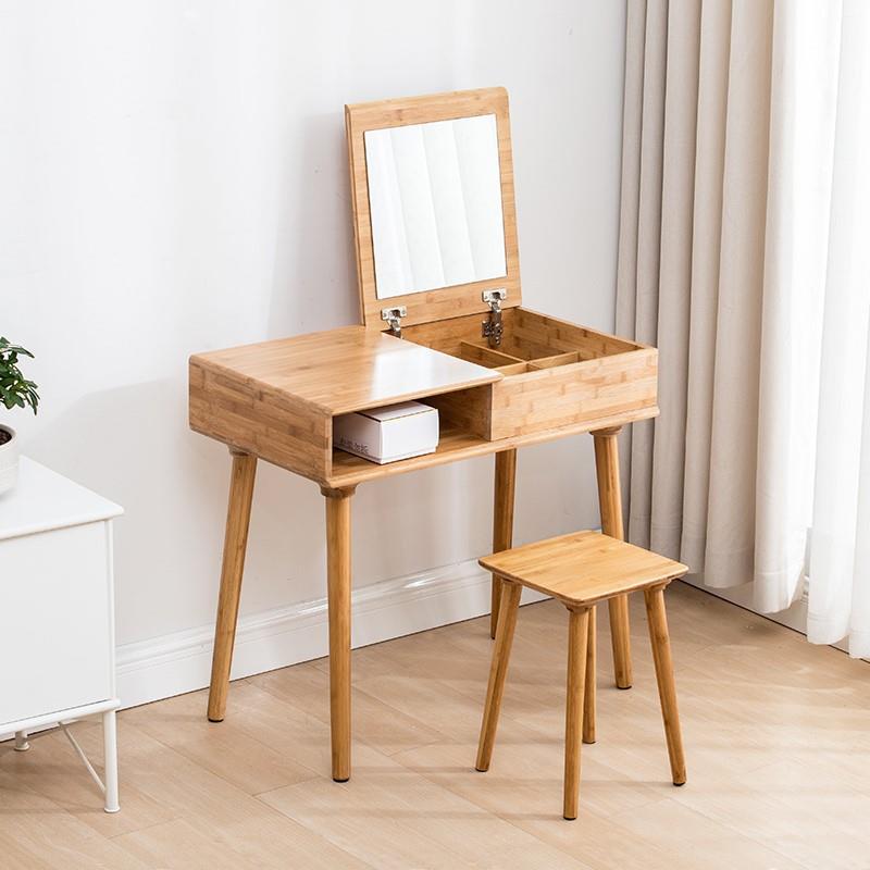 现代简约实木梳妆台卧室北欧化妆台实木轻奢小户型化妆收纳