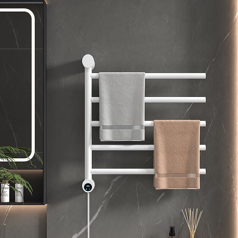 免钉打孔碳纤维智能电热毛巾架家用卫生间浴巾架浴室毛巾杆烘干架