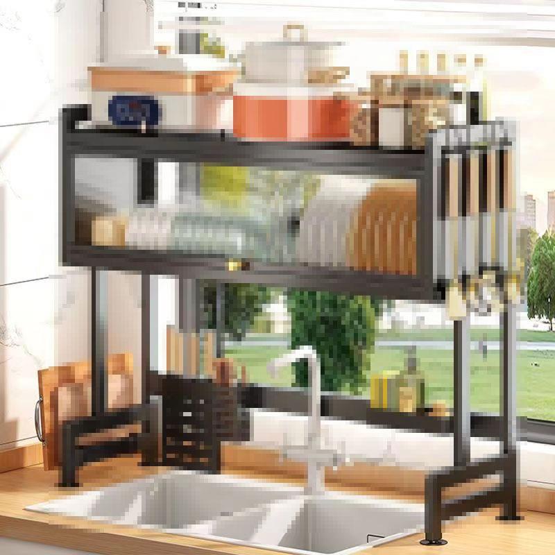 厨房水槽置物架带碗碟架台面收纳架水池防尘沥水架多功能洗碗槽