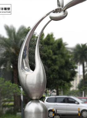 大型不锈钢雕塑户外园林景观抽象镜面铁艺镂空异型金属摆件制作