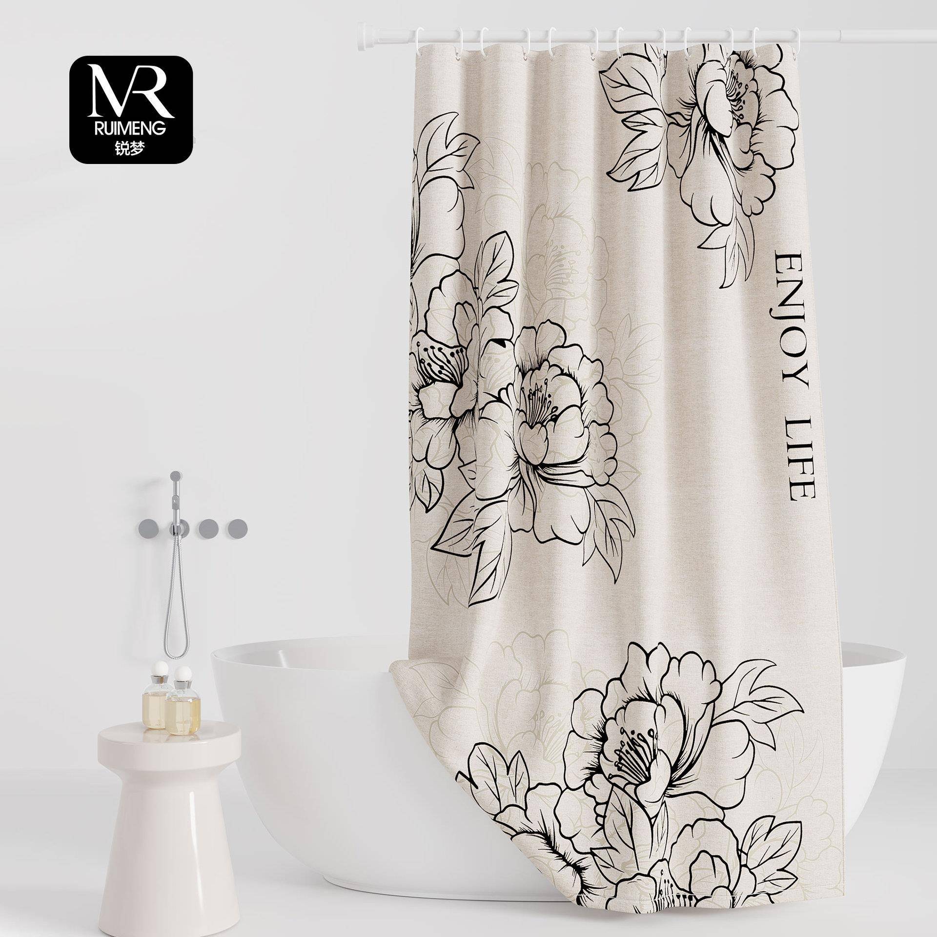 浴室洗澡防水浴帘隔断帘防霉免打孔卫生间淋浴房遮挡帘挂帘门帘子