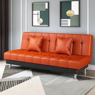 公寓客厅油蜡PU皮革出租房三人小户型理发店可折叠两用沙发床