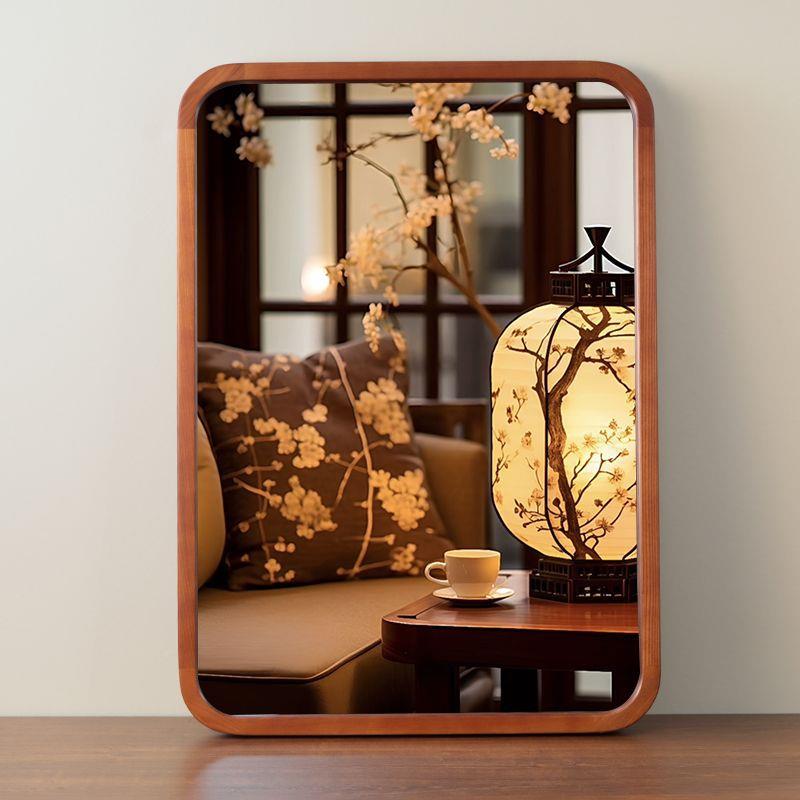 高级实木壁挂镜纯木边框高颜值落地镜挂桌墙浴室卫生间专用壁挂镜