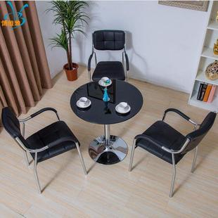 售楼处钢化玻璃组合休闲接待洽谈桌椅办公室会客接待谈话桌