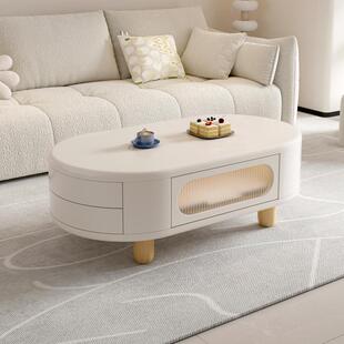 批2025新款原木奶油风小户型电视柜茶几组合客厅落地奶白色1.6米1