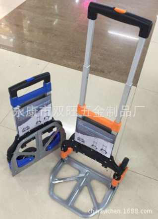 厂家直销铝管铁座折叠行李车轻便购物买菜车