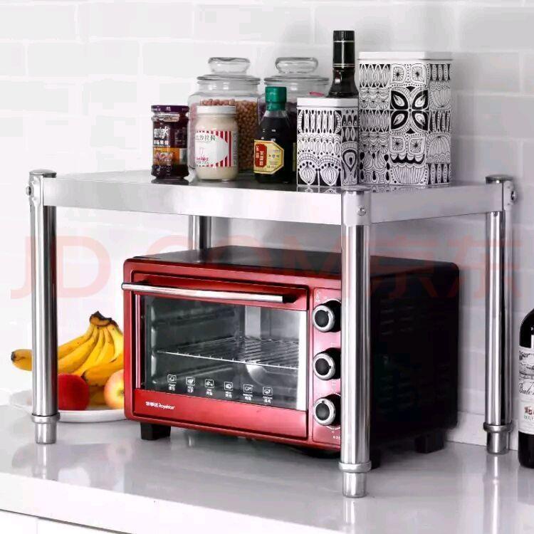 不锈钢厨房置物架加厚单层收纳架台面微波炉调料架烤箱整理架敏一
