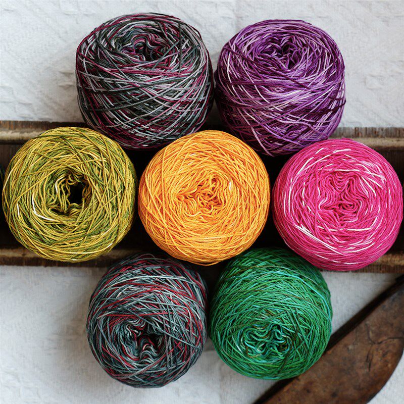 秋娘刺子绣手染线段染彩色棉线粗线编绳手工编织刺绣diy线团