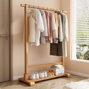 实木衣帽架衣架落地卧室家用挂衣架简易晾衣架室内衣服收纳架挂包