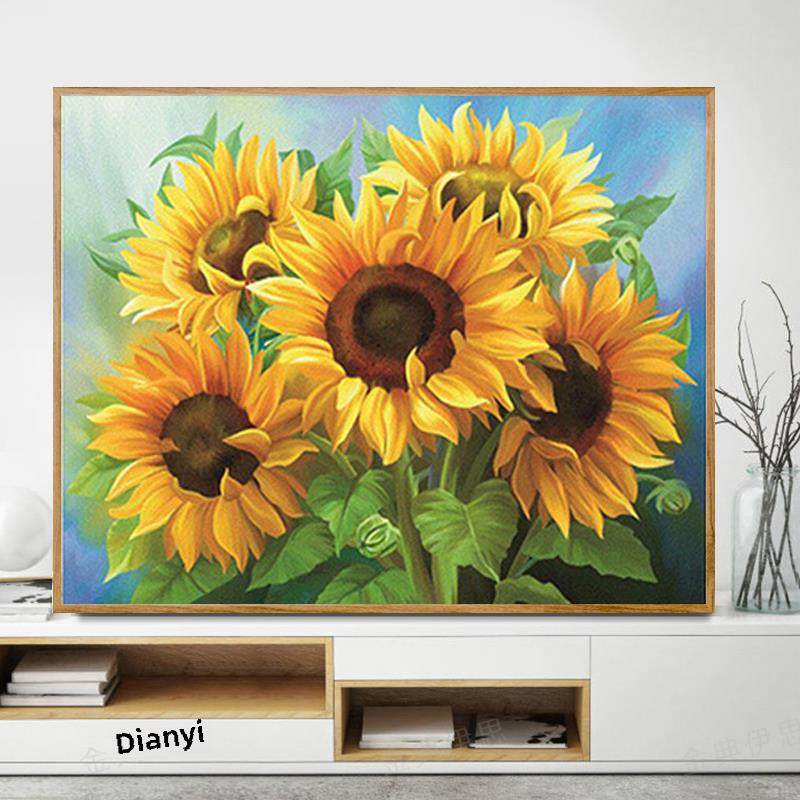 向日葵钻石画满钻石新的2025田园花5D钻石十字绣现代简单的客厅和