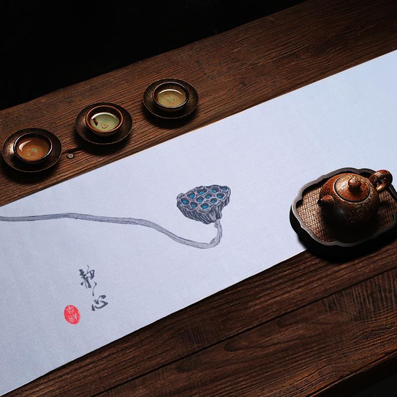简约风茶席中式禅意桌旗轻奢高端餐桌布茶桌茶台布艺长条茶旗防水