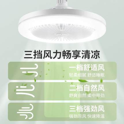 吊扇灯饭厅带电扇一体e27螺口厨房led小型吊扇灯泡节能家用卧室灯