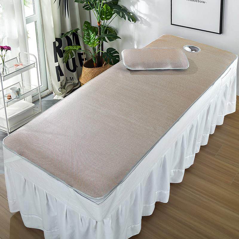 美容床凉席夏季美容院专用冰丝藤席透气按摩推拿床垫可水洗带洞