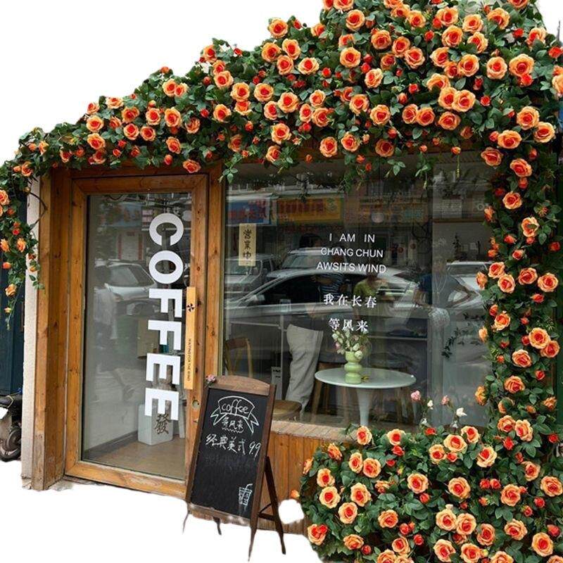 玫瑰网红瀑布打卡花墙仿真假花商场花店引流美陈布置莫奈玫瑰花