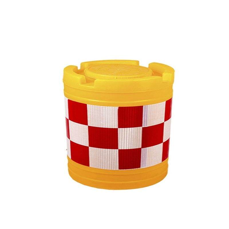 滚塑防撞桶圆柱形防撞桶塑料水马隔离墩道路防撞分流桶圆形路障桶