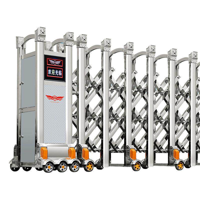 无轨电动伸缩门不锈钢工厂平移折叠门铝合金自动推拉收缩大门