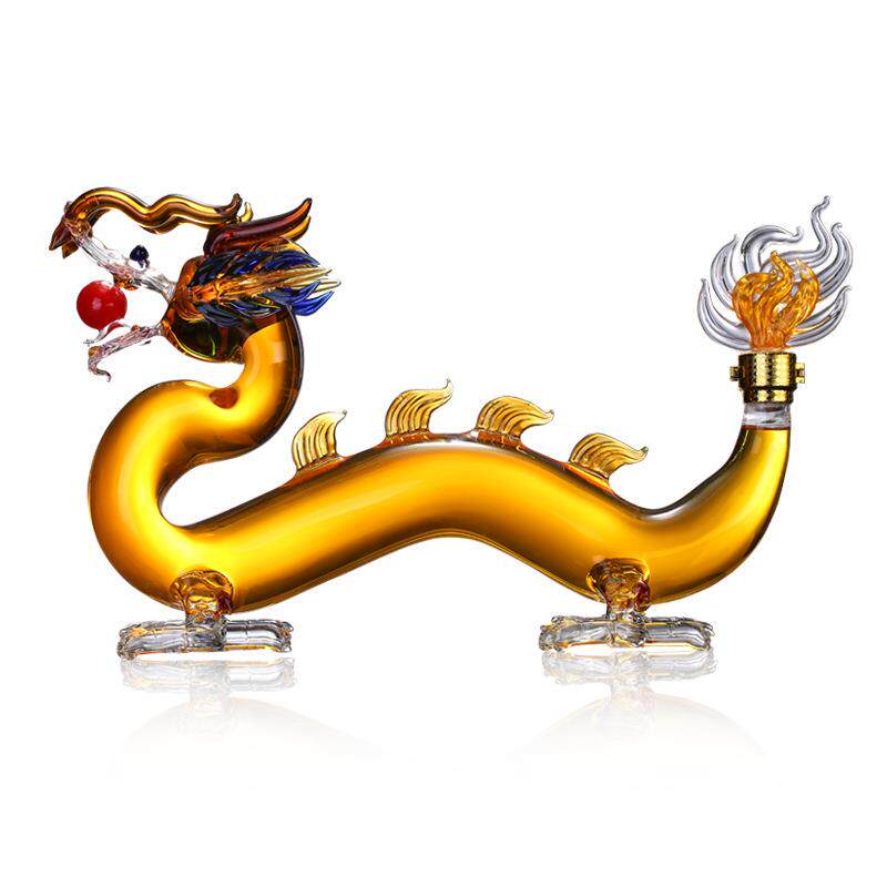 生肖彩龙动物酒瓶龙形创意工艺泡酒瓶高硼硅耐热玻璃龙型酒瓶礼盒