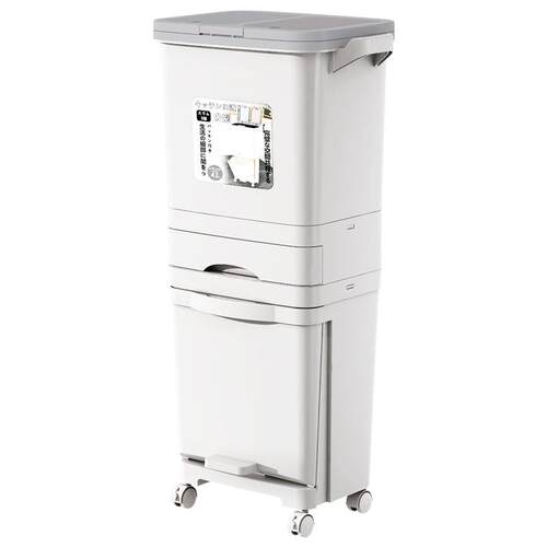 厨房垃圾桶分类干湿大容量家用带盖日式单桶三层分层翻盖垃圾桶