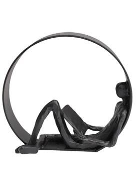 欧式创意铸铁阅读人物摆件样板房电视柜茶几客厅玄关家居软装饰品