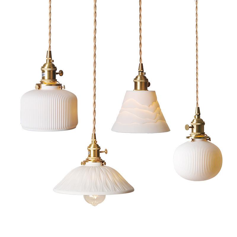 日式极简黄铜复古吊灯683酒馆瓷餐厅吧民宿客厅玄关室床卧头陶吊