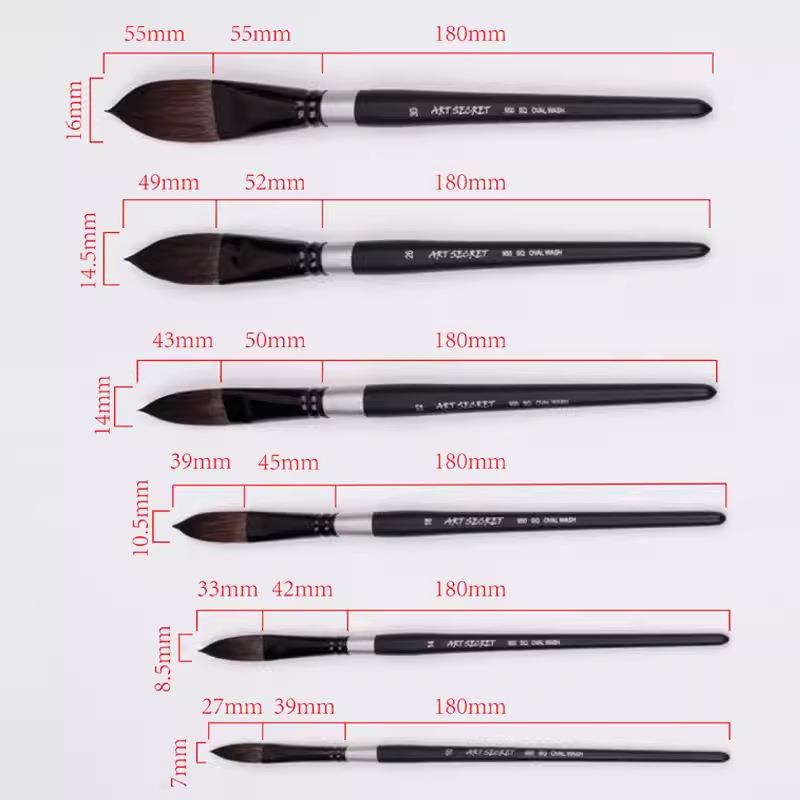 灰鼠毛水彩笔画笔950SQ猫舌形水粉丙烯专业画具套装