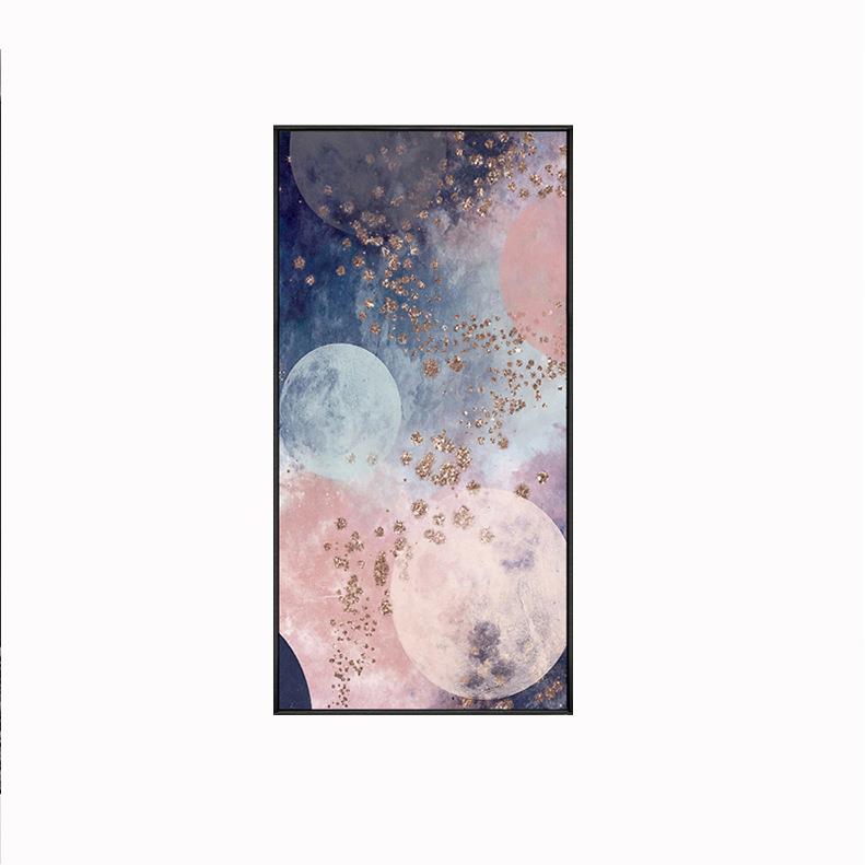 抽象玄关装饰画竖版北欧现代简约挂画走廊过道粉色文艺小清新壁画